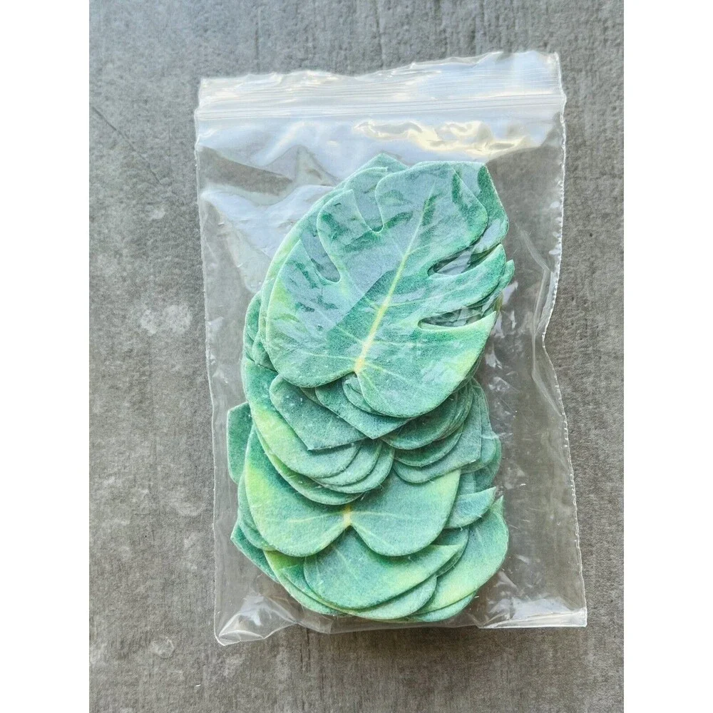 20 Pcs Edible Tropical Turtle Leaves Cupcake Toppers Palm Leaf Cake Decorations